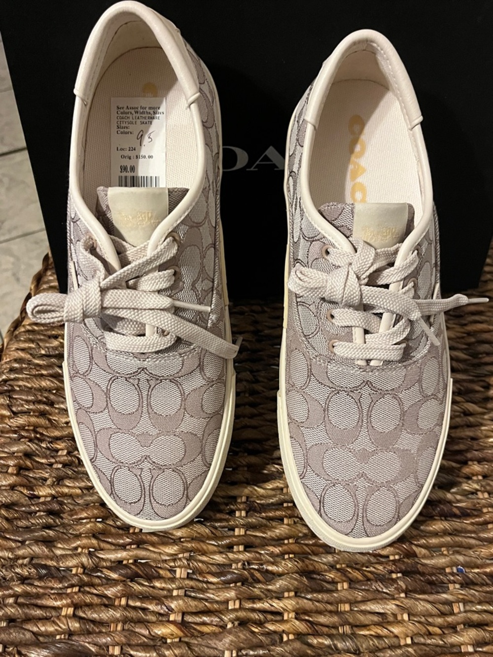 Coach Beige Signature Canvas Low-Top Sneakers - Picture 2 of 5